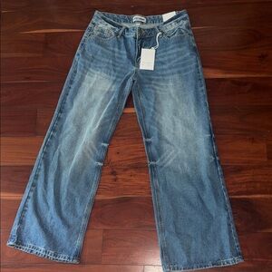 Classic Blue Denim Jeans-Wide Straight Leg